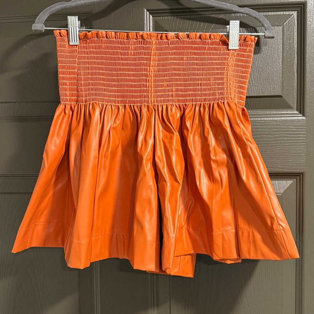 Queen of Sparkles Orange leather like Shorts